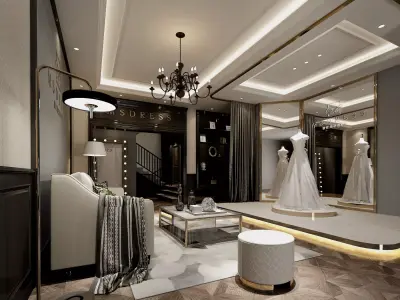 Wedding Dress Shop Low-poly 3D model