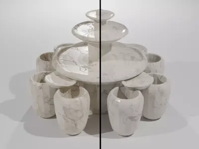 Fountain with three bowls 3D model