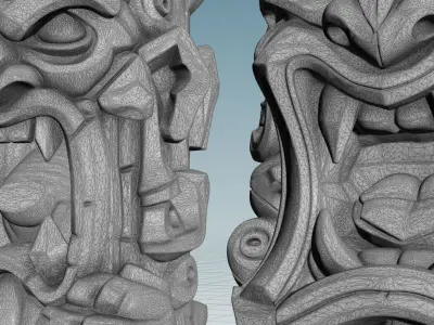 Stylized Tiki Totem Collection - 6 Unique 3D Printable Statues 3D print model