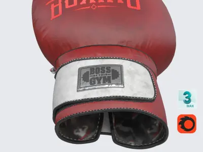 Boxing Equipment Punching Bag Boxing Gloves Headgear Ring Gong Low-poly 3D model