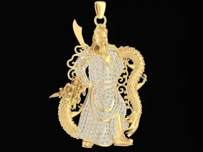 Luxury Goddess Guanyin Diamond Pendant  1262 3D print model