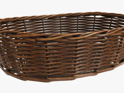 Wicker basket oval dark brown 3D model