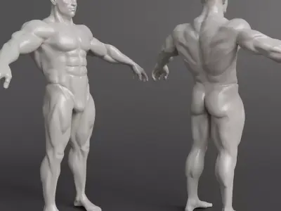 Muscles man 01 Low-poly 3D model