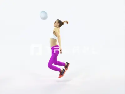 Beauty 17H Jumping Smashing Jumping Sports Woman Low-poly 3D model