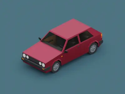  Stylized Cartoon Euro Hatchback Car  Low-poly 3D model