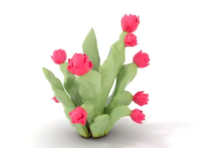 Pink Tulip Bouquet model pack Low-poly 3D model