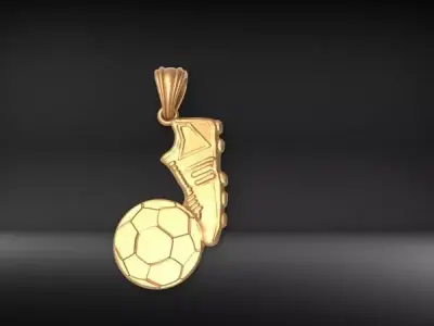 Soccer Shoe and Ball Pendant Necklace Jewelry 3D print model