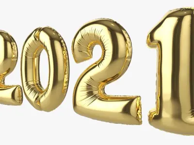 Foil balloon 2021 year numbers 3D model