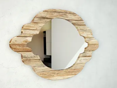 Natural Wood Mirror by ZARA HOME 3D model