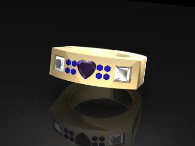 Golden Luxury Ring With Gems 3D print model