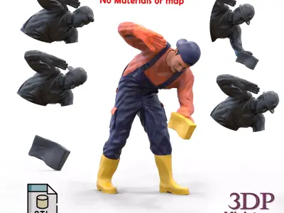 N8 Car Wash Worker with Sponge 3D print model