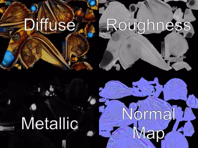 Steampunk Butterfly model pack Low-poly 3D model