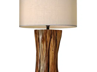 Rustic Wooden Table Lamp Country Stump Tree Eco Design 3D model
