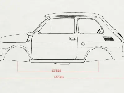 Fiat 126p  stl printable wheelbase 278mm model 3d 3D print model
