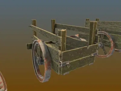 Customizable Horse Wagon Game Asset Low-poly 3D model