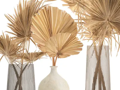 Floral bouquet of dry palm leaves in a vase 133 3D model