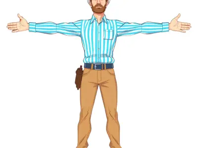 Striped Shirt Worker model pack Low-poly 3D model