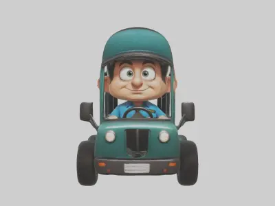 Cartoon Bus Driver 1 Low-poly 3D model
