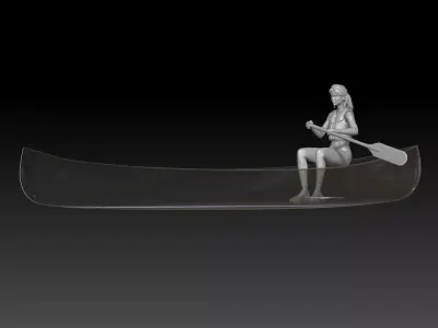 canoe girl 1 3D print model