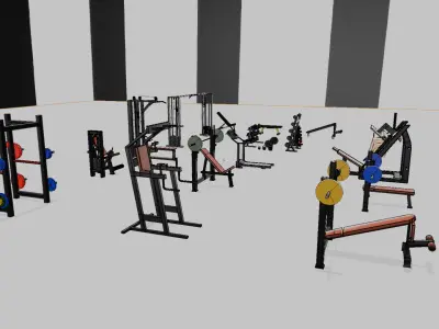 20 PCS GYM MACHINES FITNESS EQUIPMENT Low-poly 3D model