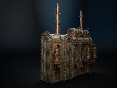 STEAMPUNK INDUSTRIAL BUILDING 8 Low-poly 3D model