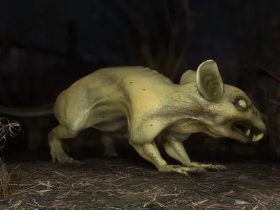 Fanged Mutant Rat Low-poly 3D model