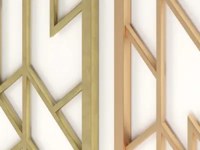 Decorative gold plaster partition screen with geometric pattern 3D model buy
