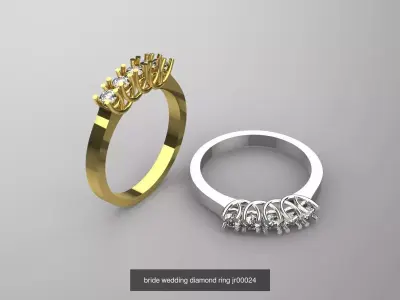 The Band and Row Diamond Ring Collection 3D Model Pack