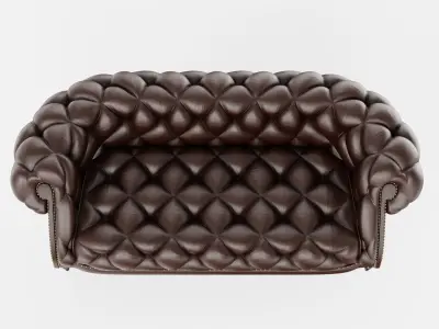 Castered Chesterfield Sofa Low-poly 3D model