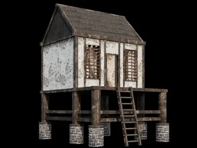 Medieval Houses Pack 86-87-88-89-90 - 4K Textures Game Ready Low-poly 3D model
