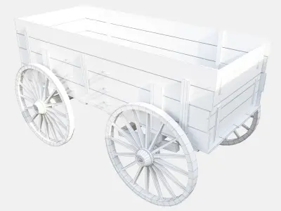 wooden cart  Low-poly 3D model