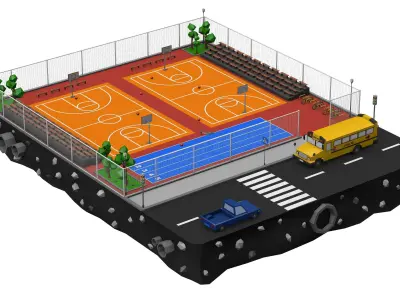 Basketball Court Low Poly Low-poly 3D model