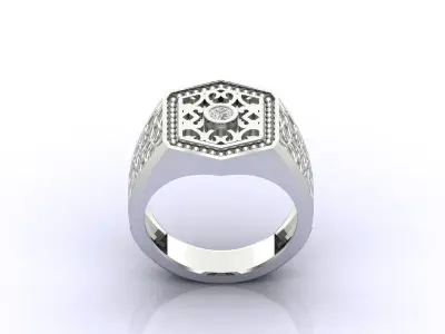 Print Ready STL 3DM  Gents Rings Diamond Men Ring  3D print model 56