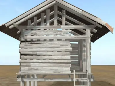  Old wooden house for the poor 3D model