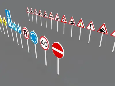 Traffic Signs Low-poly 3D model