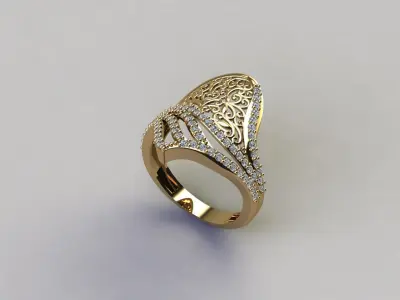 STL 3DM Women Ring Womens Ring Diamonds With Stone Model DP 1000 3D print model
