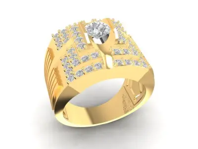 Luxury Square Diamond Men Ring 588 3D print model