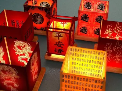 Chinese water lantern Low-poly 3D model
