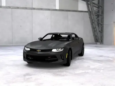 Hangar and Camaro Low-poly 3D model