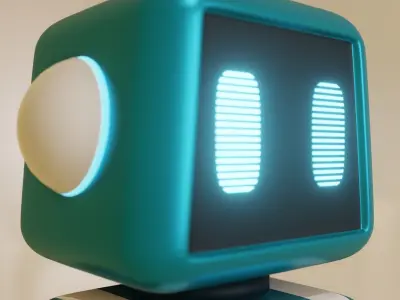Simple Lowpoly The cute blue robot without rigging Free 3D print model