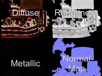 Cherry Chocolate Cake model pack Low-poly 3D model