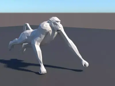Lowpoly monkey gorilla with animation with Max binding 3D model