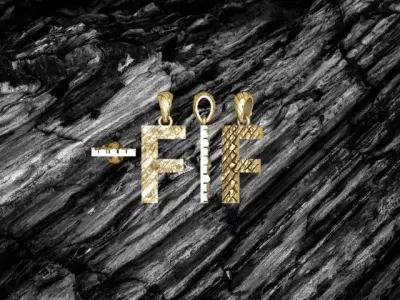 F Letter Alphabet Tiles Texture Pendant 3D Print Model 3D print model