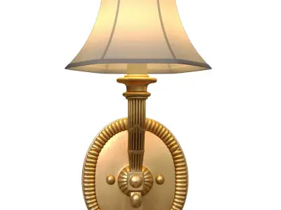 Antique Classic brass sconce Wall lamp with fabric shade 3D model