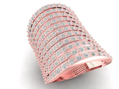 Luxury Wide Multi Row Diamond Band Ring for Women 3D Model 2683 3D print model