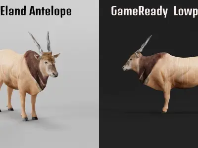 Greater Eland Antelope Low-poly 3D model