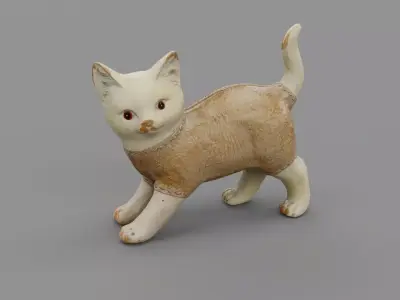 Cat statuette 01 Low-poly 3D model