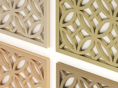 Arabic Islamic pattern decorative gold plaster 3D model
