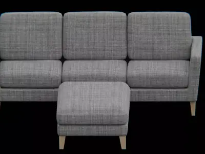 Sofa and Ottoman furniture set Low-poly 3D model
