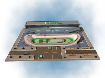 Velodrome Velo Track Cycling Track Low-poly 3D model